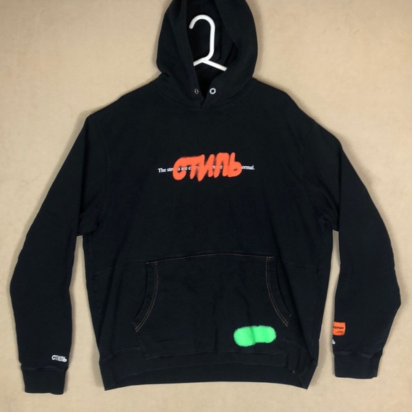 Heron Preston Spray Paint Graffiti Graphic CTNMB Pullover Hoodie Men’s size L‎